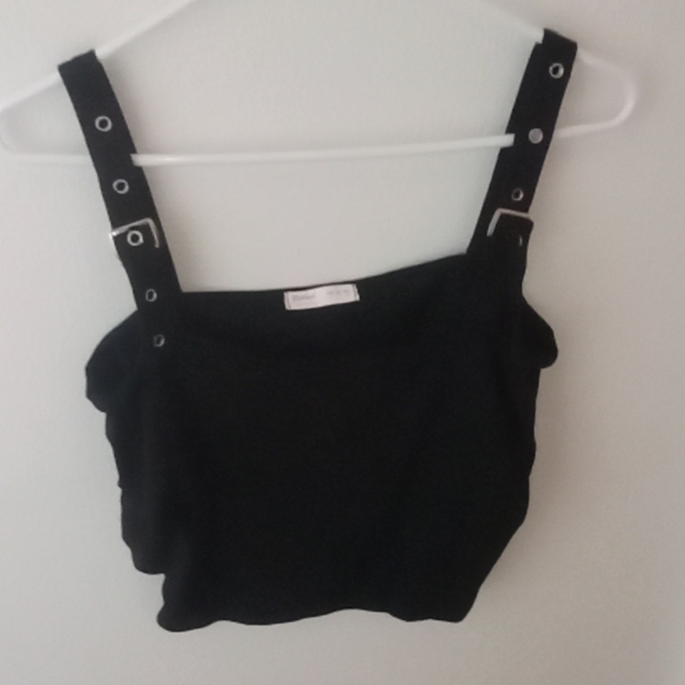 Eyelet Buckle Strap Crop Top